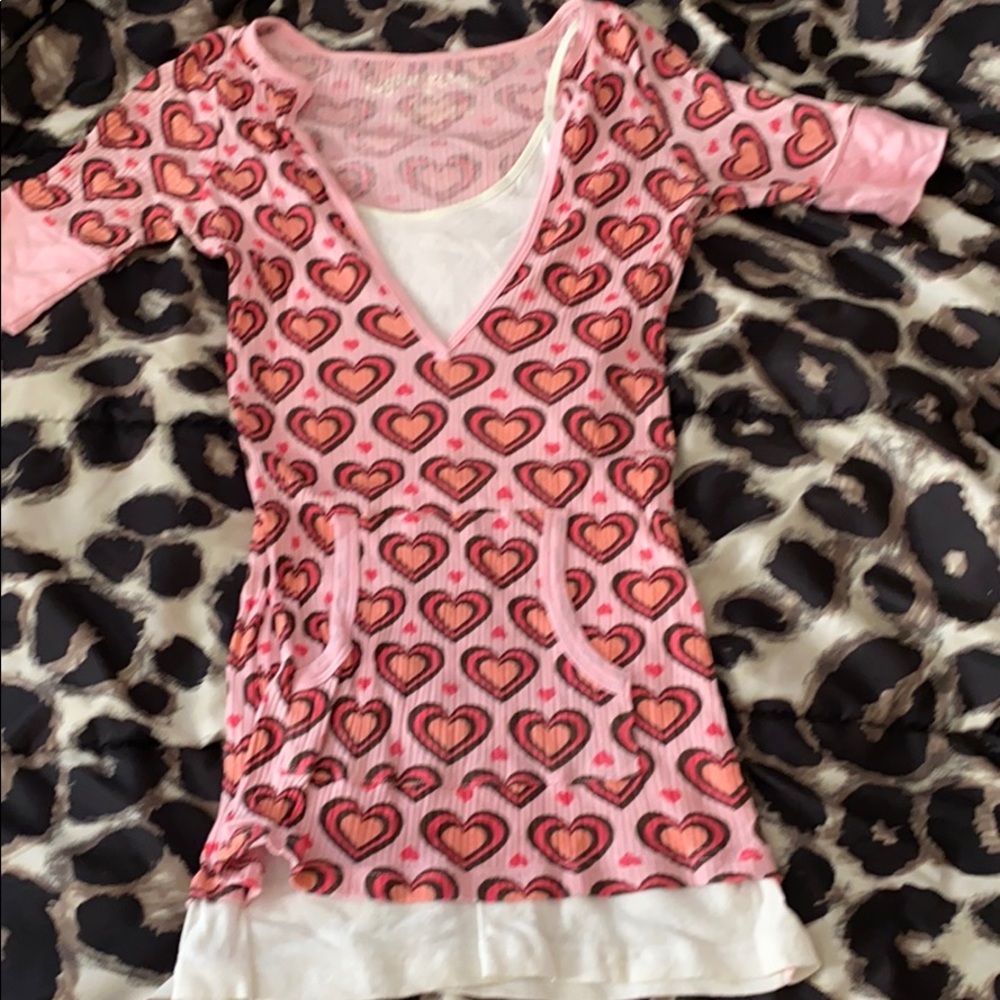 Heart printed top y2k